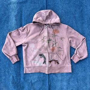 y2k CAbi Chinese koi fish embroidered zip up tie dye hoodie
